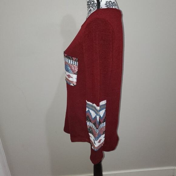 Style rock women's Aztec patch work long sleeve shirt. - Picture 2 of 8